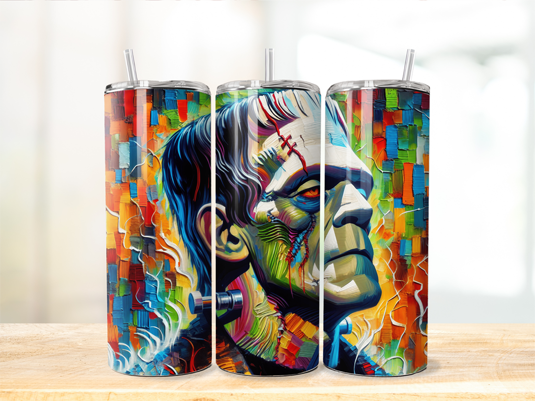 Paint-Style Monster Tumbler Mockup