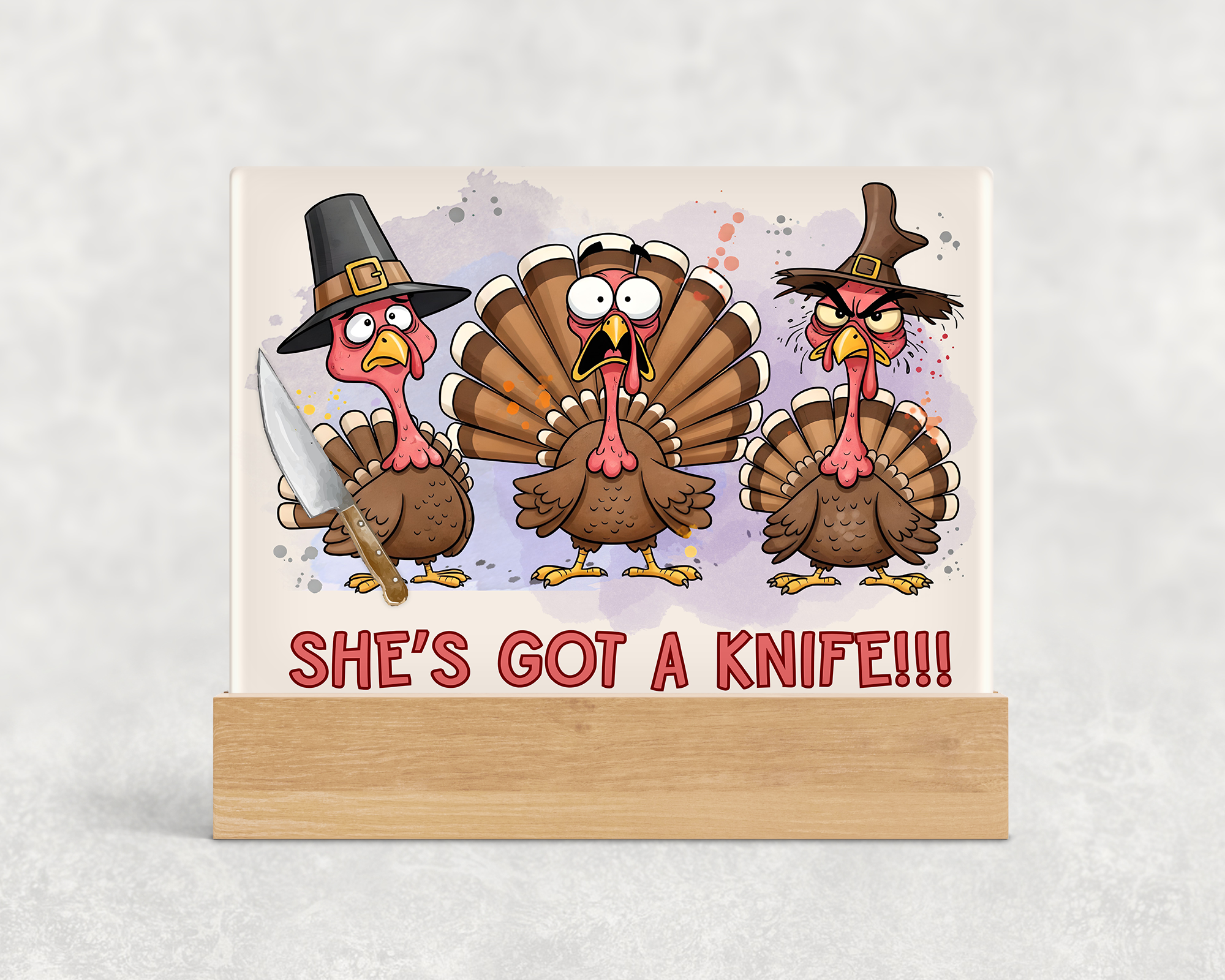 Frightened Turkey Cutting Board Mockup