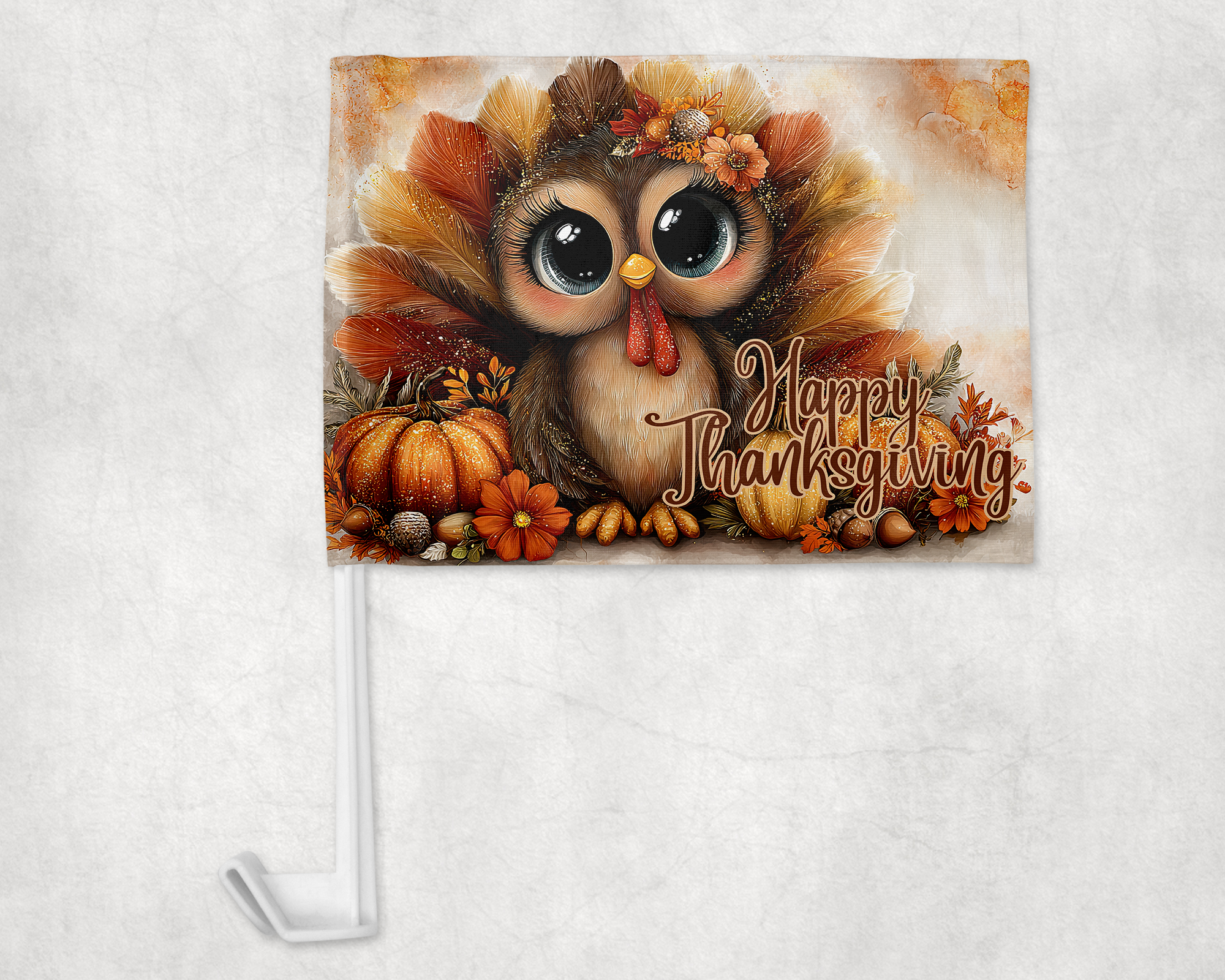 Happy Thanksgiving Car Flag Mockup