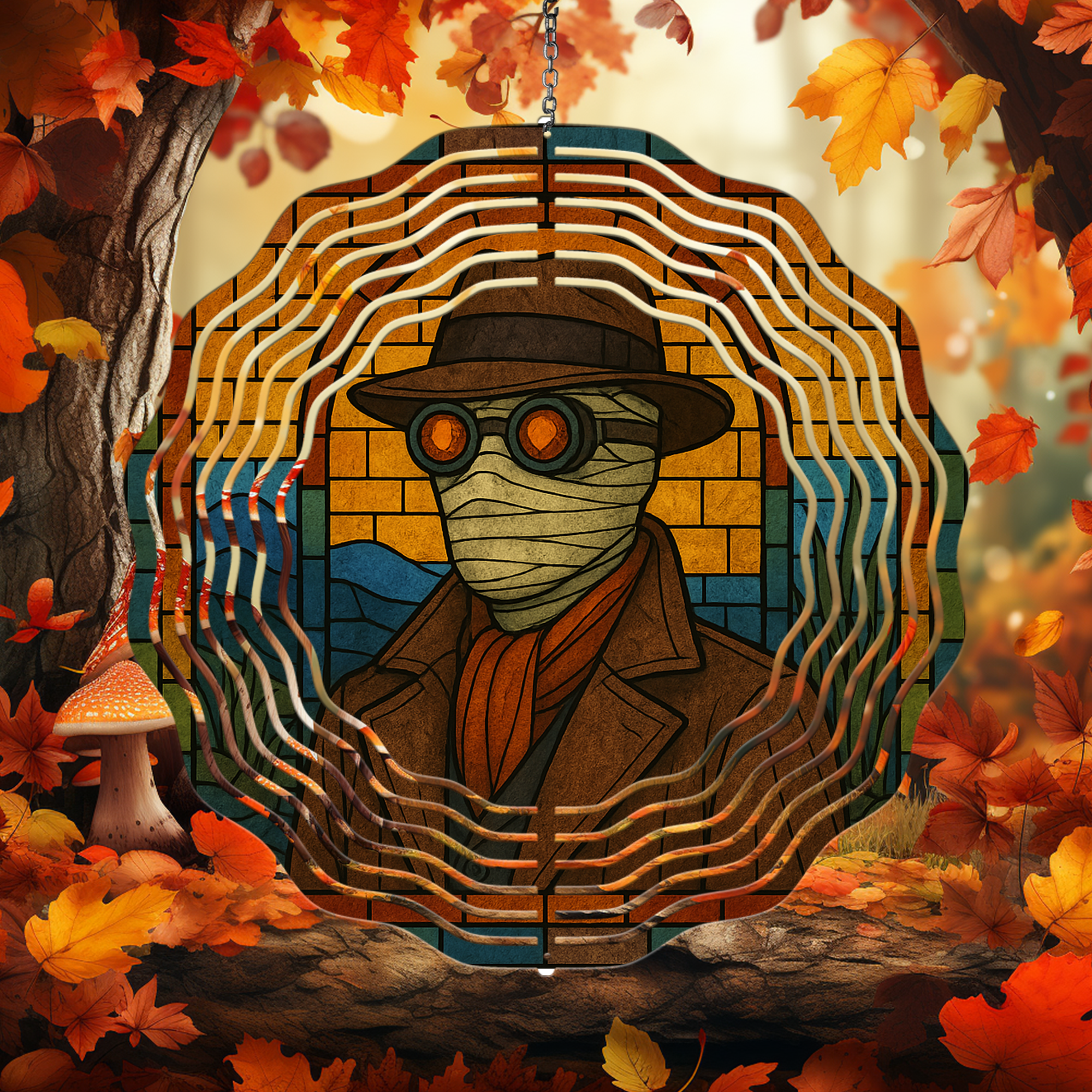 Stained Glass Invisible Man Wind Spinner Mockup
