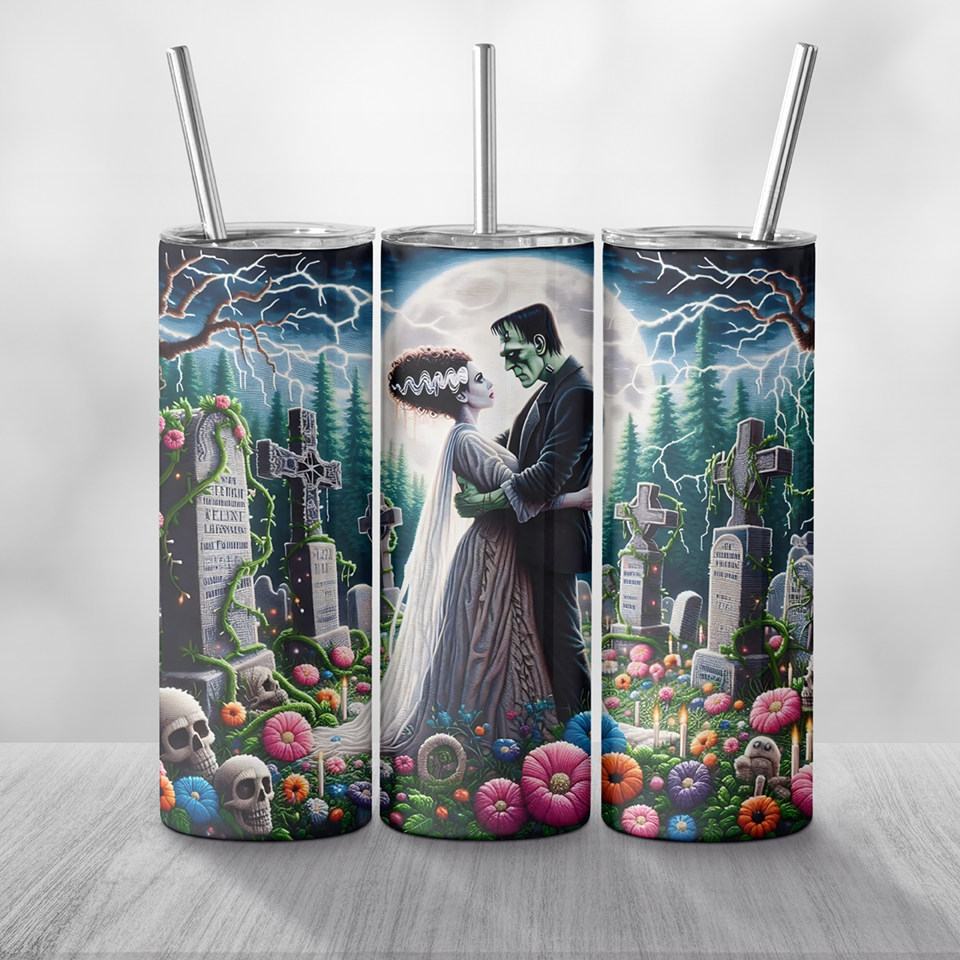 Monster Couple Tumbler Mockup