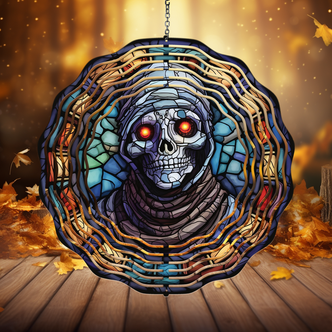 Stained Glass Mummy Wind Spinner Mockup