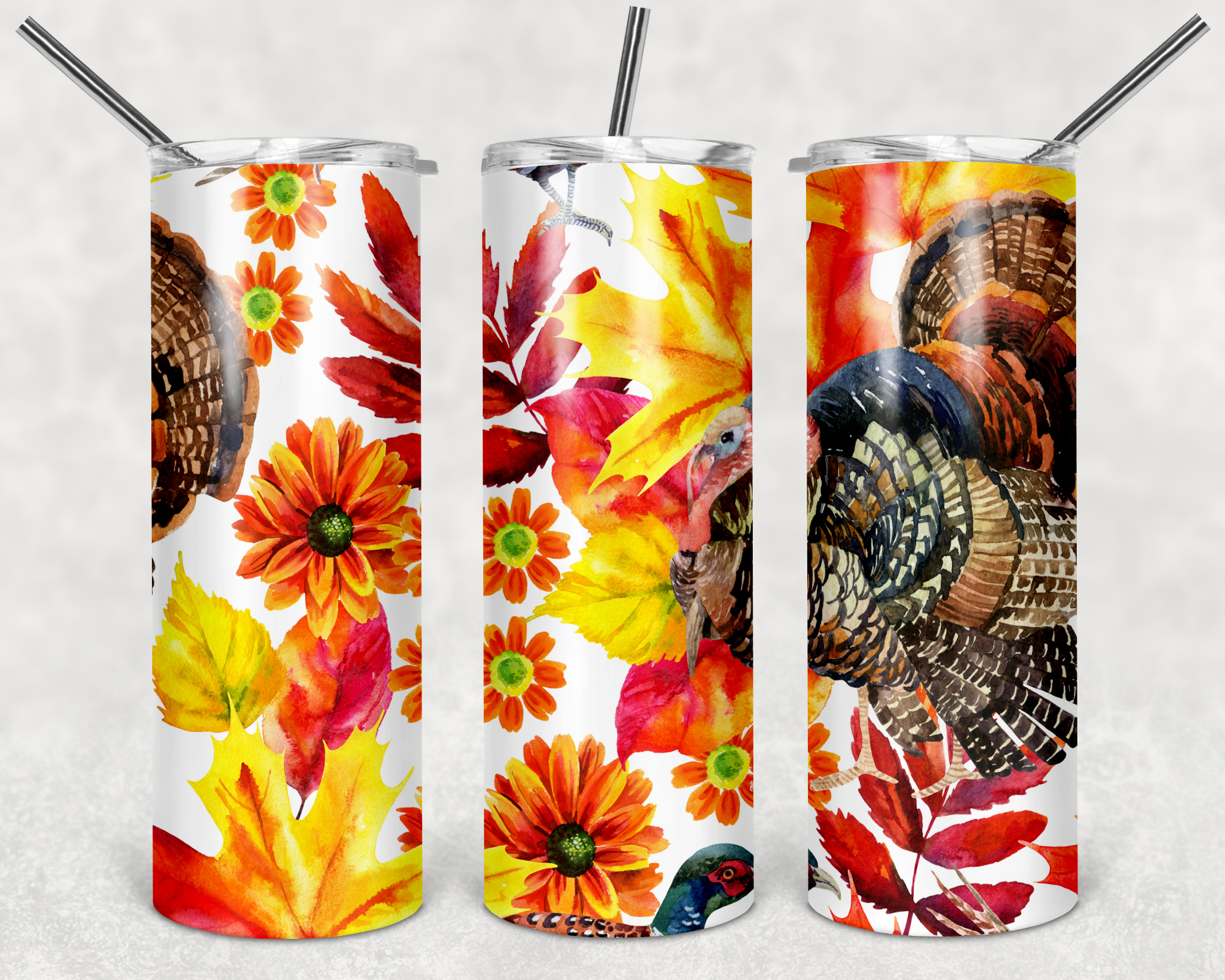 Fall Turkey Tumbler Mockup