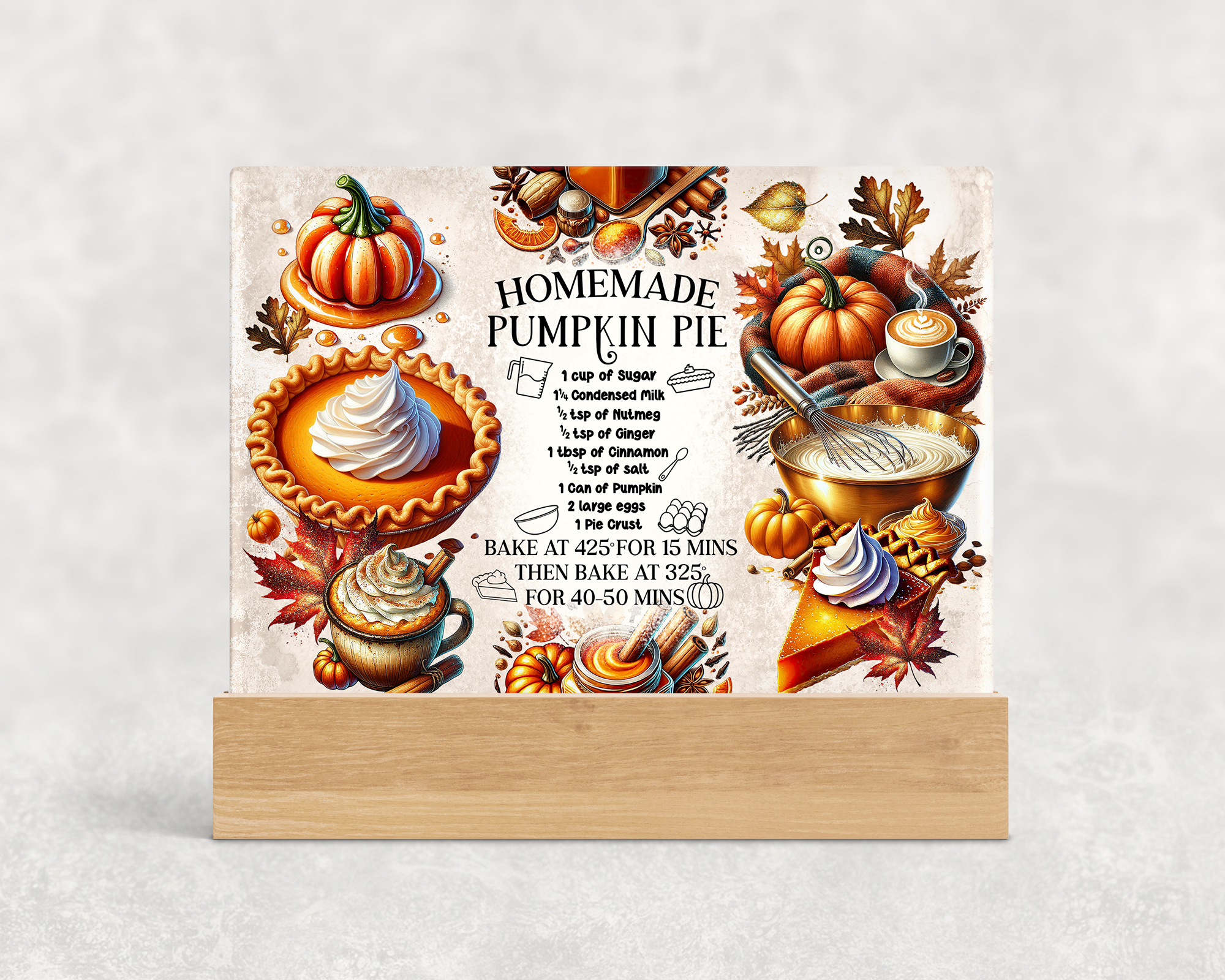Pumpkin Pie Recipe Cutting Board Mockup