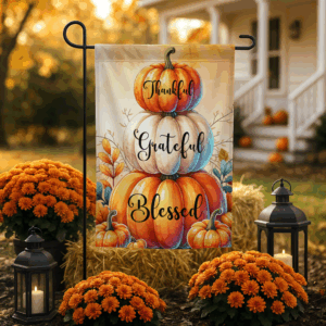 Thankful Grateful & Blessed Garden Flag Mockup