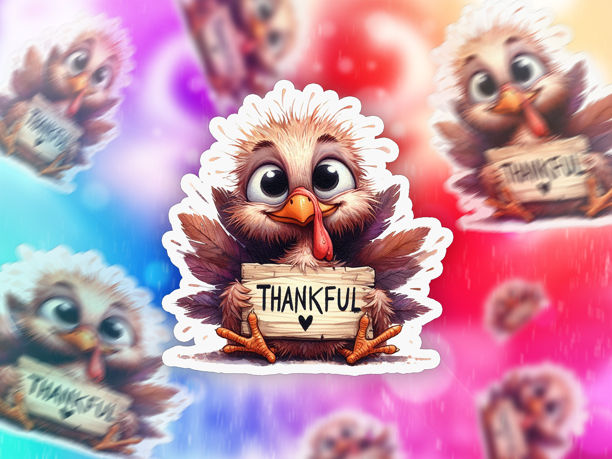 Thankful Turkey Sticker Mockup