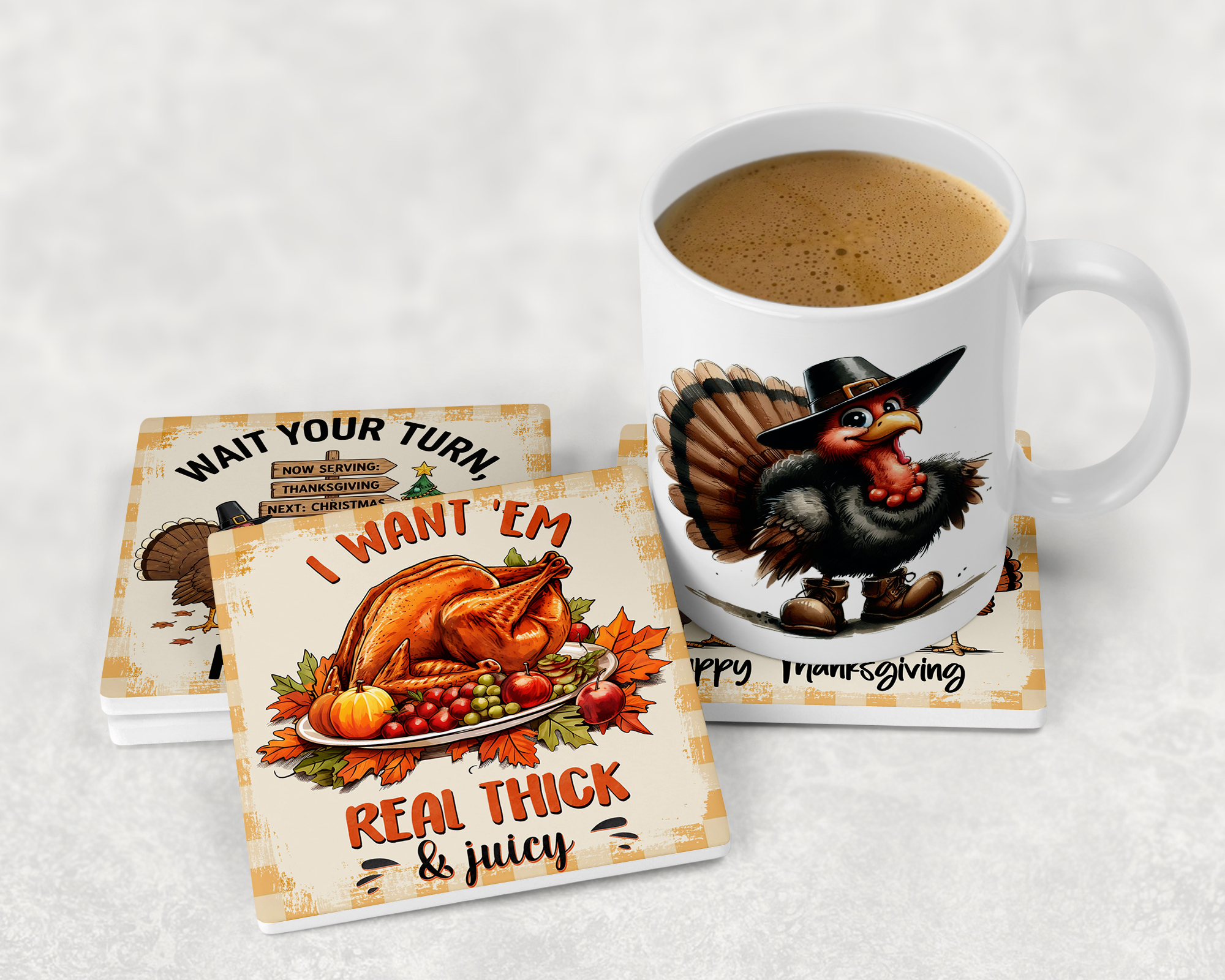Thanksgiving Coasters Mockup
