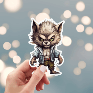 Wolfman Sticker Mockup