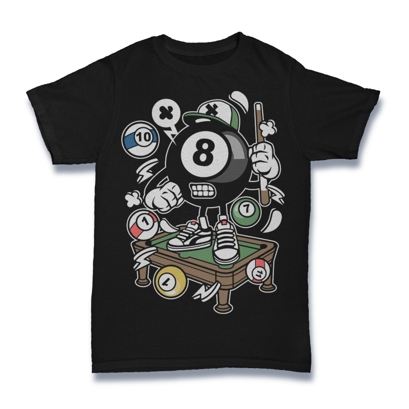 Cartoon 8-ball Character Shirt Mockup