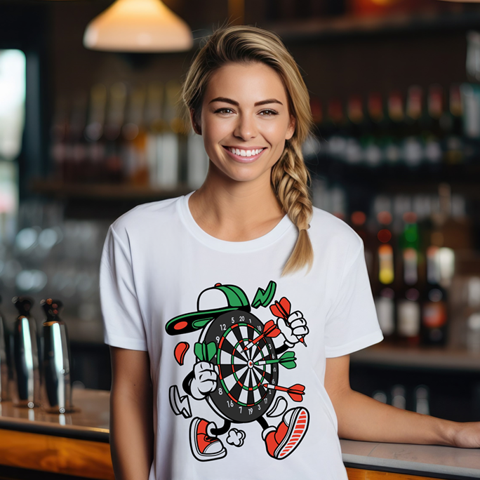 Cartoon Dart Board Character Shirt Mockup