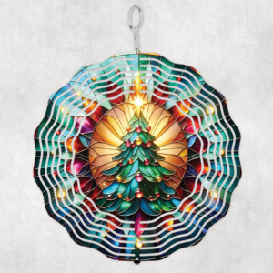 Stained Glass Christmas Tree Wind Spinner Mockup