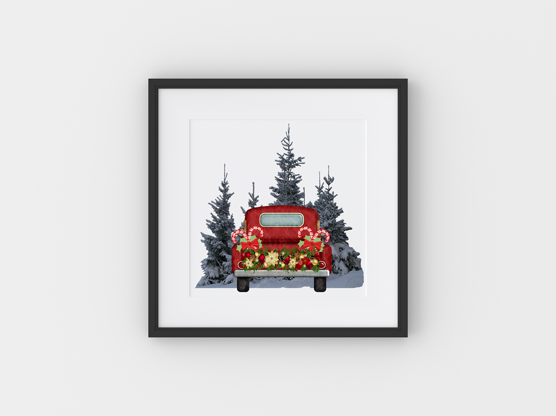 Christmas Truck Art Print Mockup