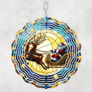 Stained Glass Flight Of Santa Wind Spinner Mockup