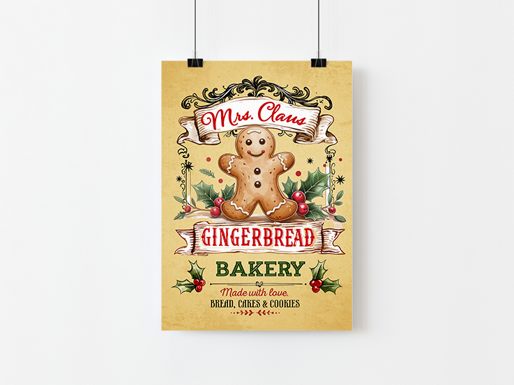Gingerbread Bakery Art Print Mockup
