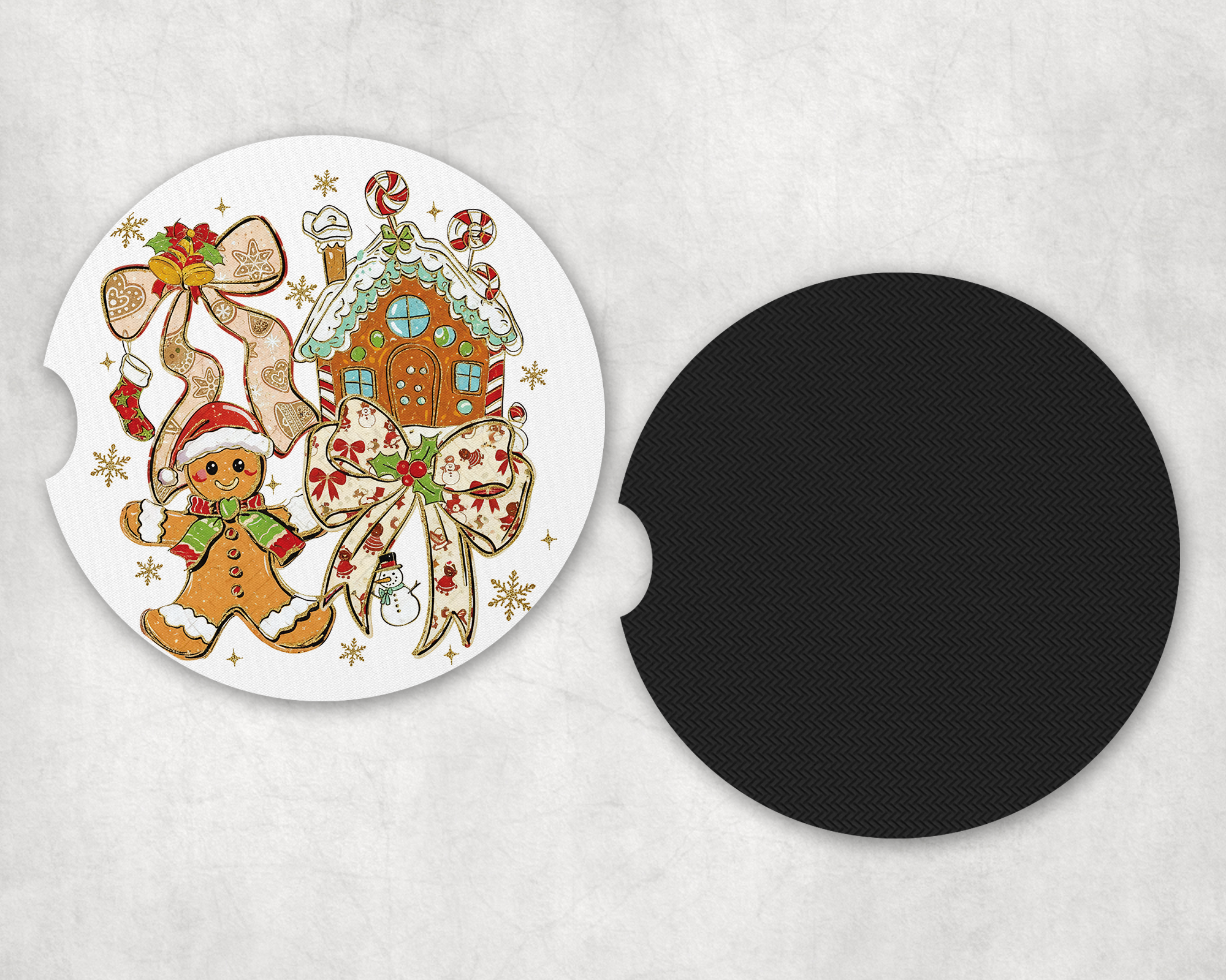 Gingerbread Car Coasters Mockup