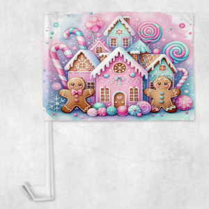 Gingerbread Land Car Flag Mockup
