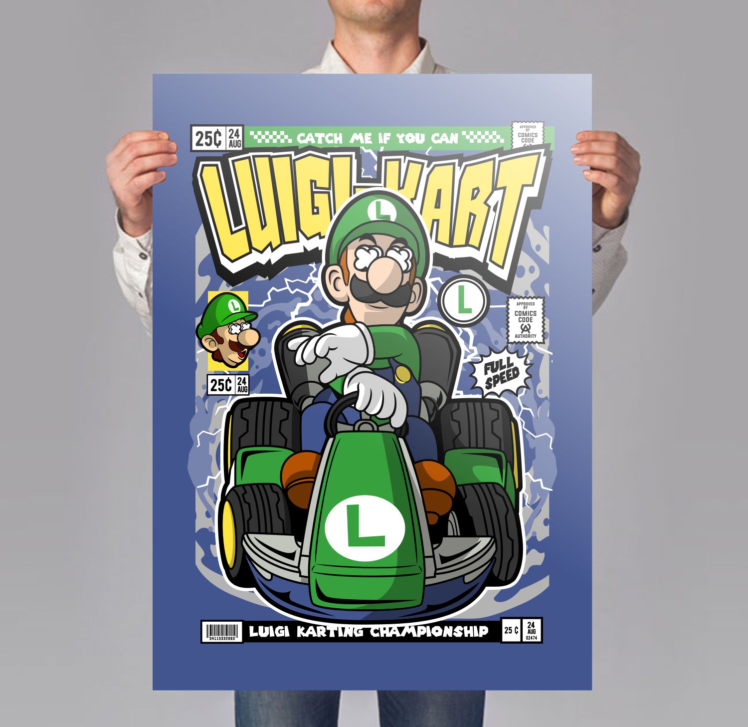 Green Plumber Racing Art Print Mockup