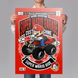 Red Plumber Racing Art Print Mockup