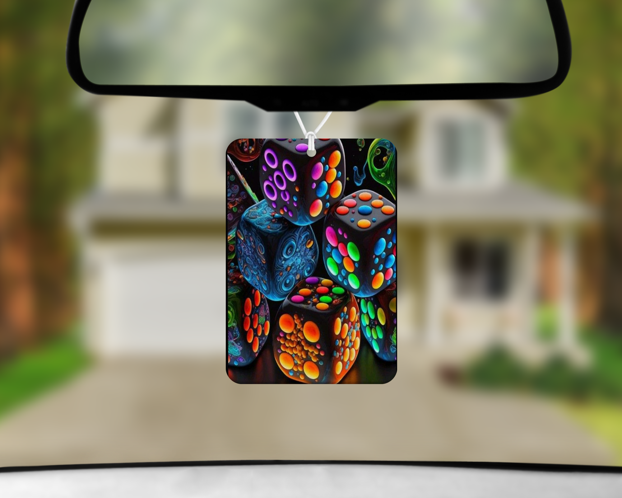 Neon Dice Air Freshener Mockup
