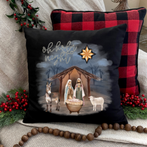 Oh Holy Night Pillow Cover Mockup