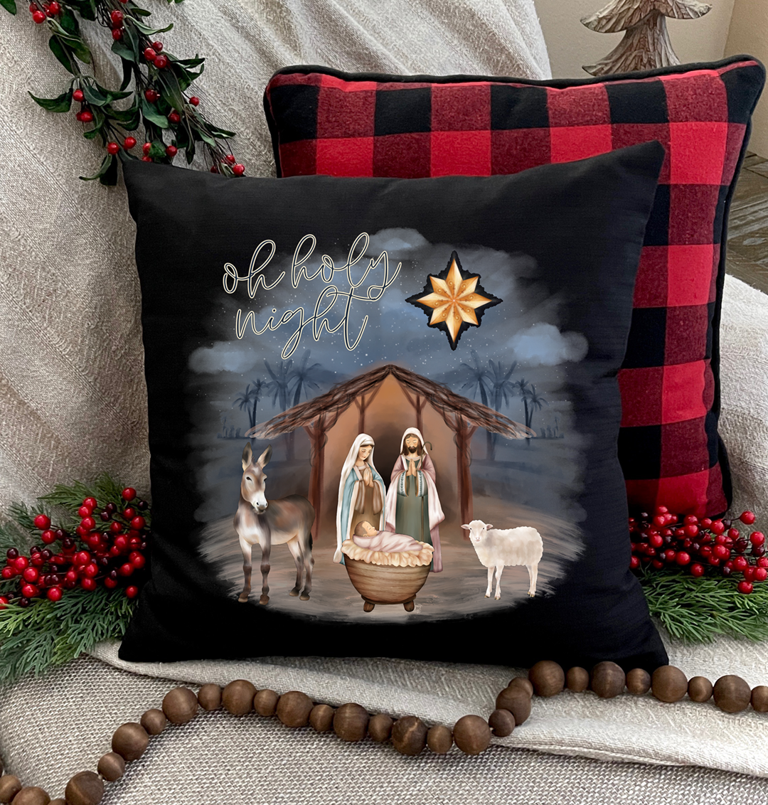 Oh Holy Night Pillow Cover Mockup