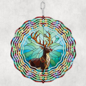 Stained Glass Reindeer Wind Spinner Mockup