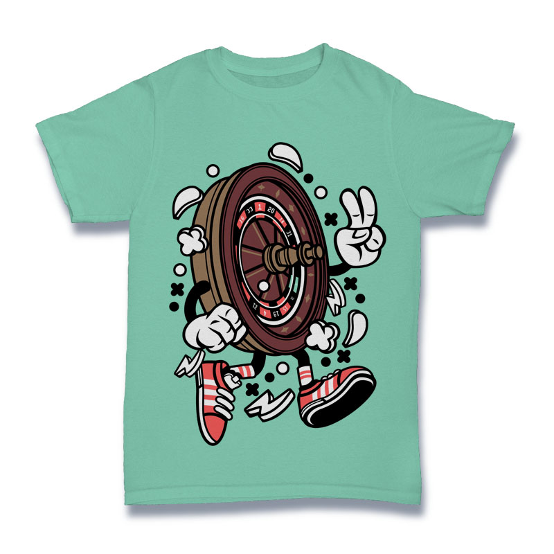 Cartoon Roulette Wheel Character Shirt Mockup