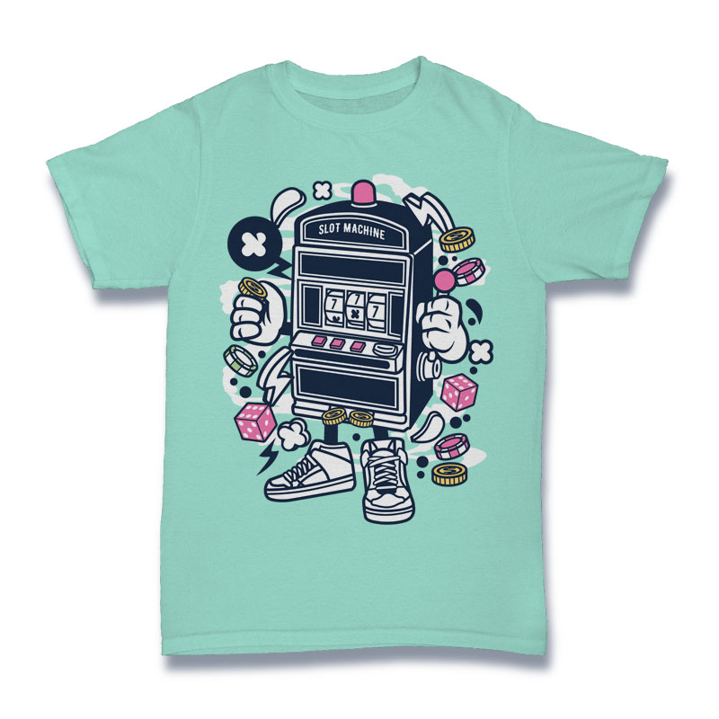 Cartoon Slot Machine Character Shirt Mockup