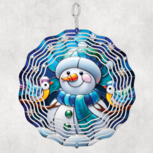 Stained Glass Snowman Wind Spinner Mockup