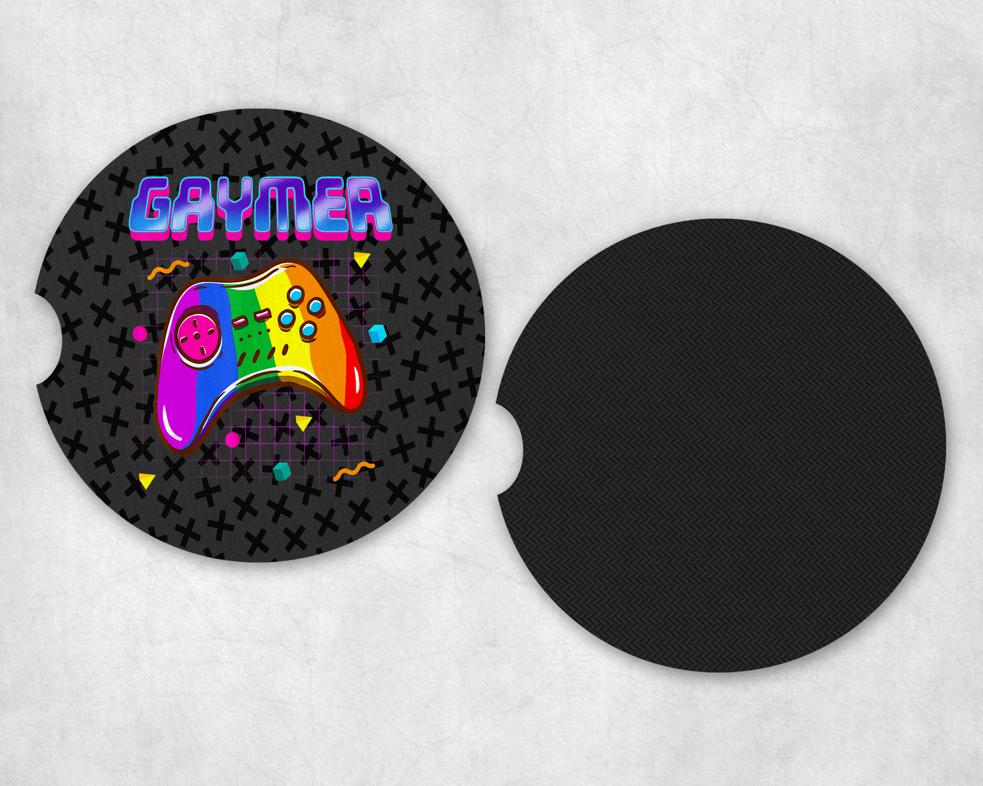 Gaymer Car Coasters Mockup