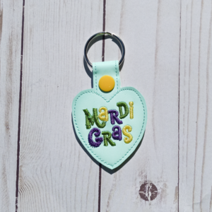 Mardi Gras Heart Key Fob