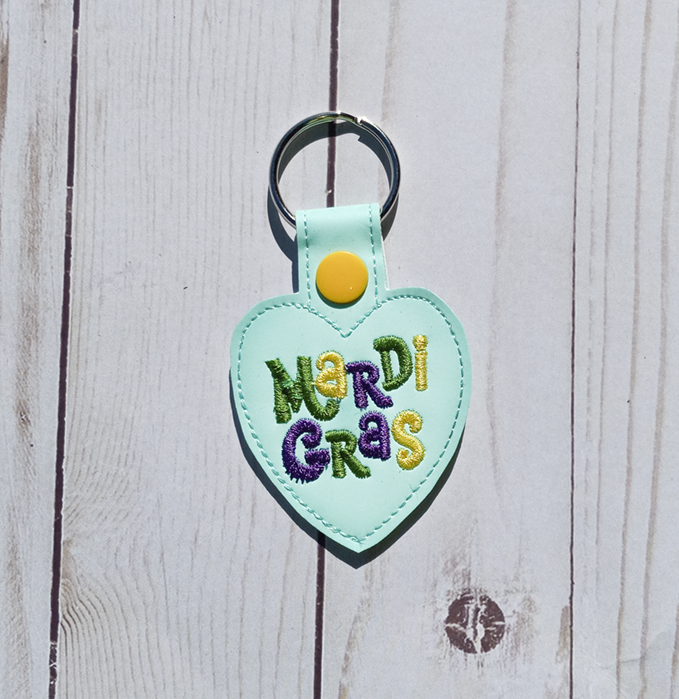 Mardi Gras Heart Key Fob