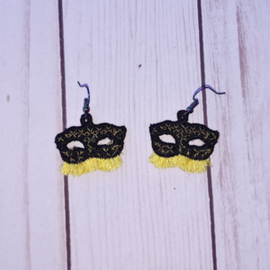 Masquerade Mask Lace Earrings w/fringe