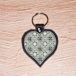 Applique Quilted Heart Key Fob