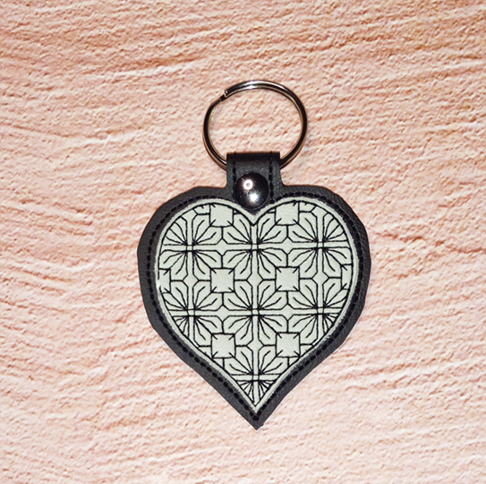 Applique Quilted Heart Key Fob