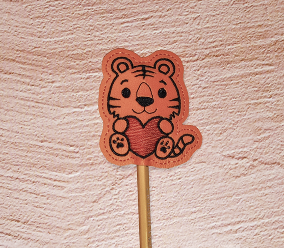 Tiger w/Heart Pencil Topper