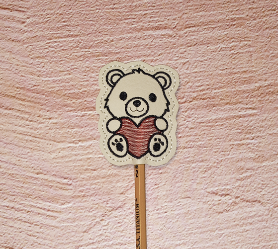 Bear w/Heart Pencil Topper