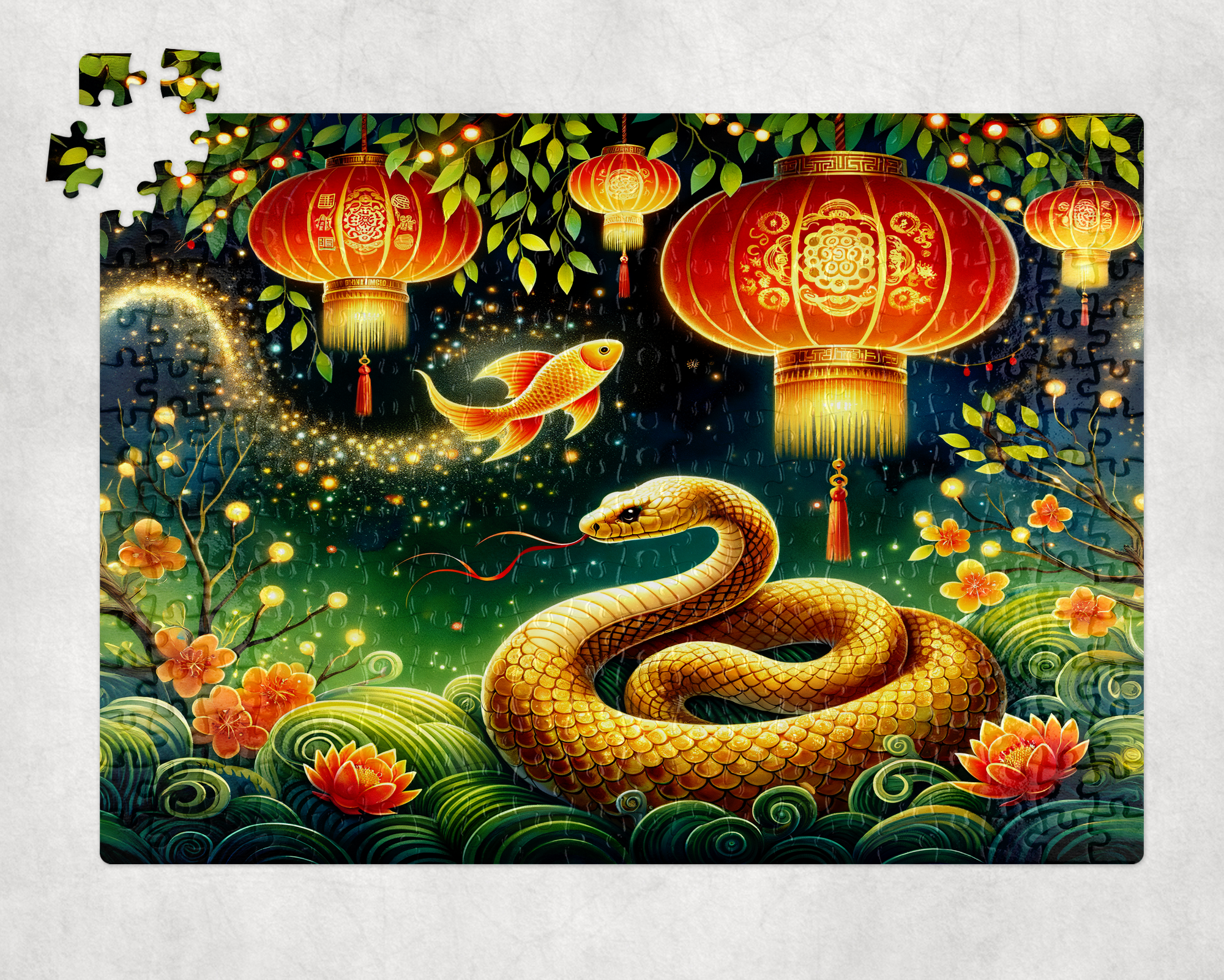 Lunar Snake Puzzle Mockup