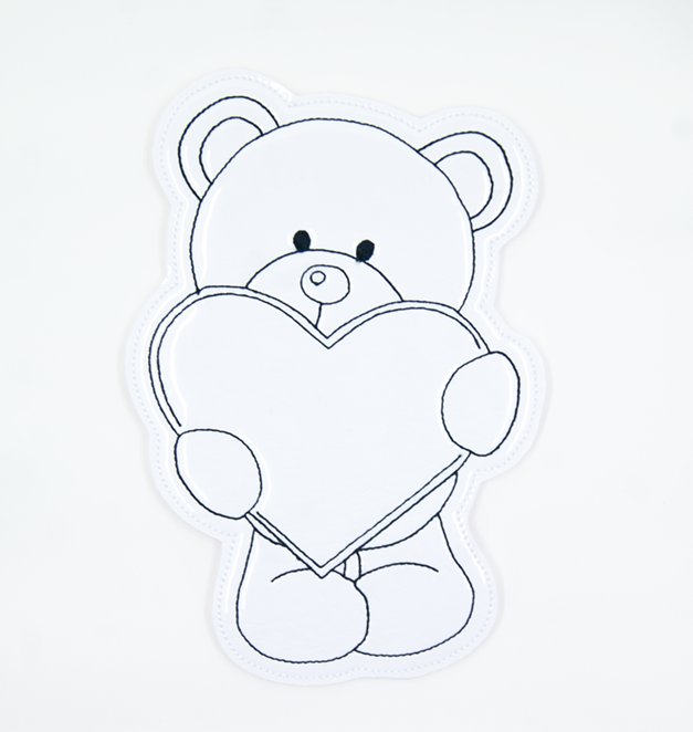 Standing Teddy Bear With Heart Color Tile