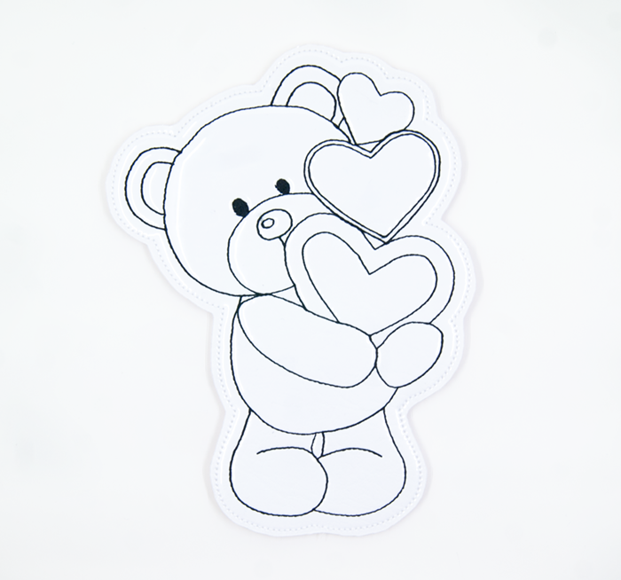 Teddy Bear Carrying Hearts Color Tile