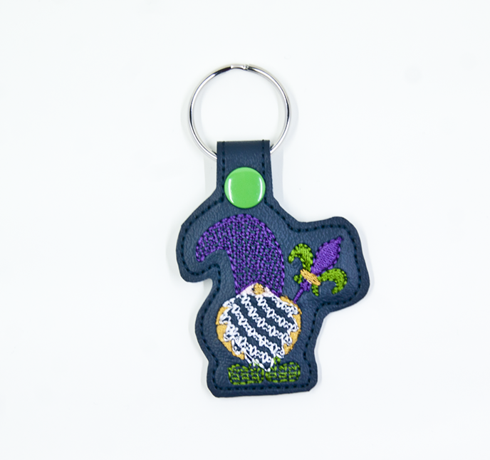 Mardi Gras Gnome Key Fob