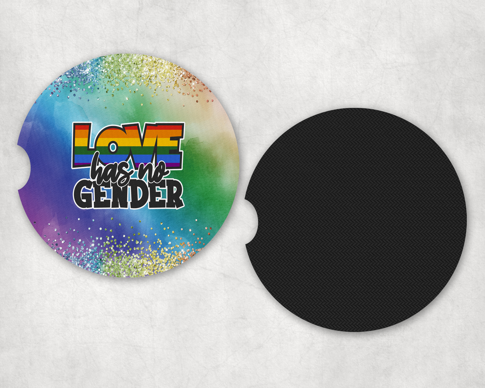 Love Has No Gender Car Coasters Mockup