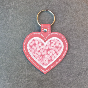 Applique Heart Fancy Stitching Key Fob