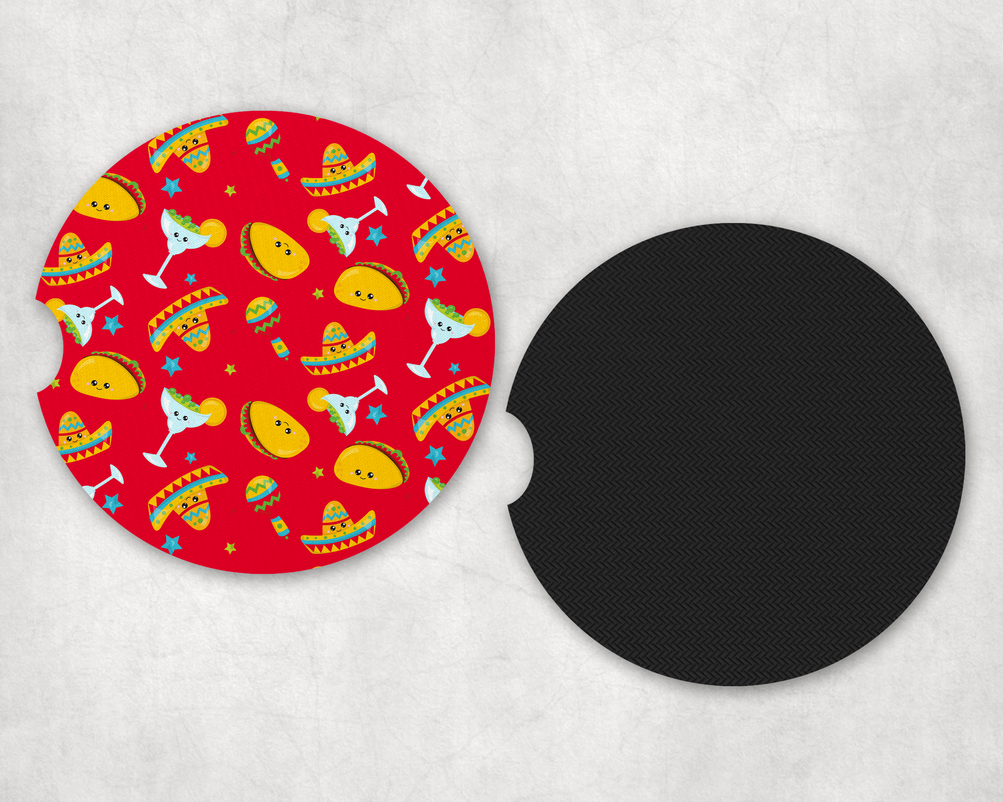 Tacos & Margarita Pattern Car Coasters