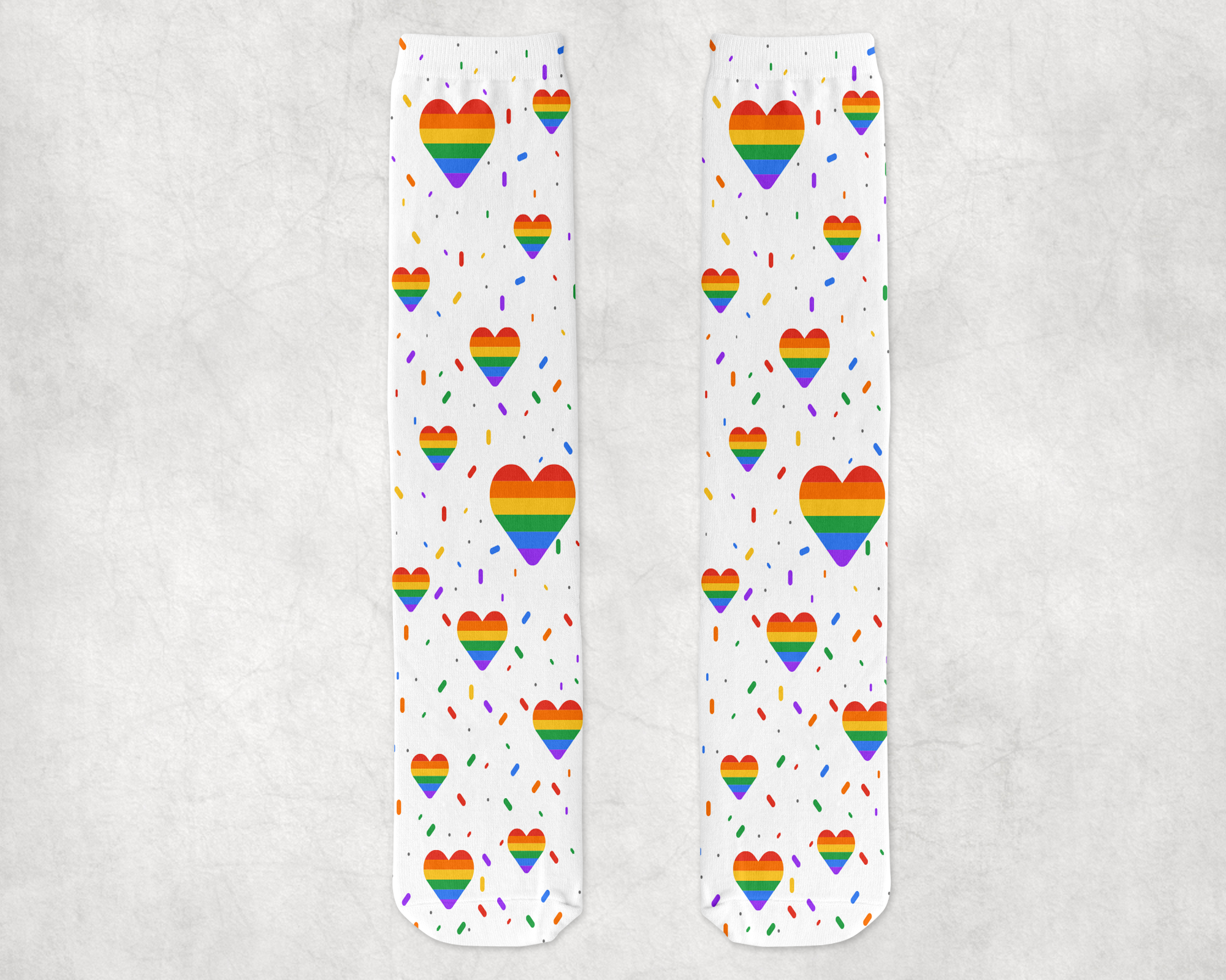 Rainbow Hearts Socks Mockup