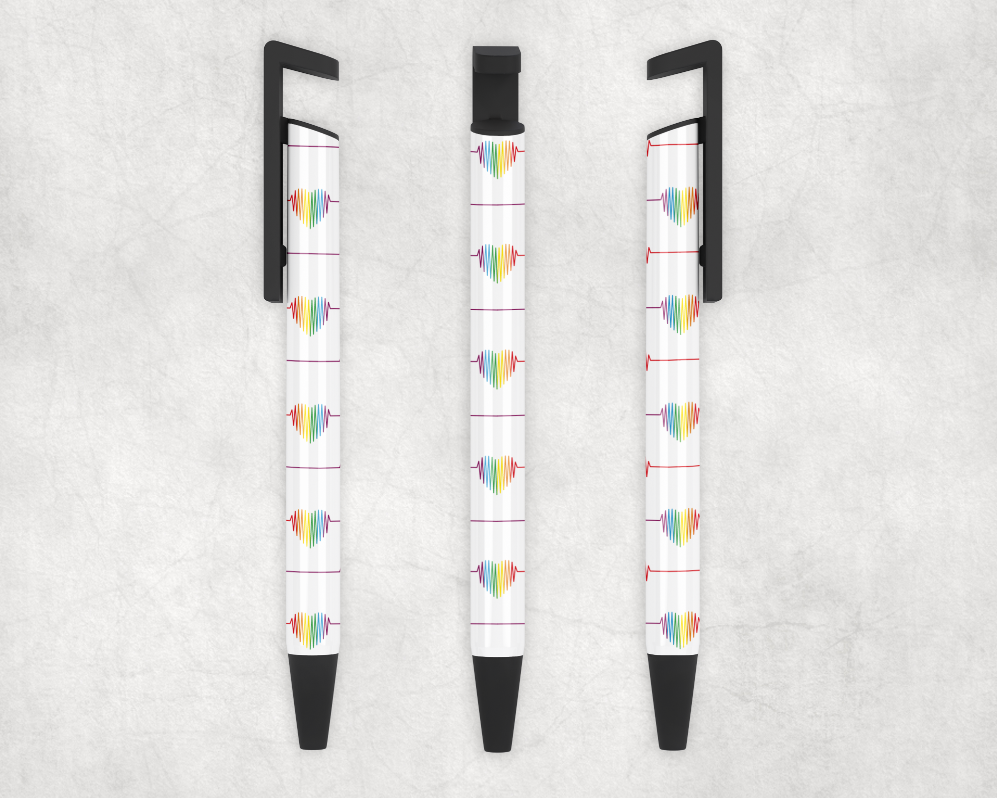 Rainbow Heartbeats Ballpoint Pen Mockup