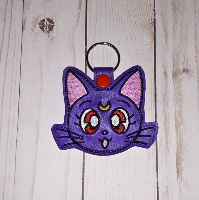 Moon Kitty Head Key Fob