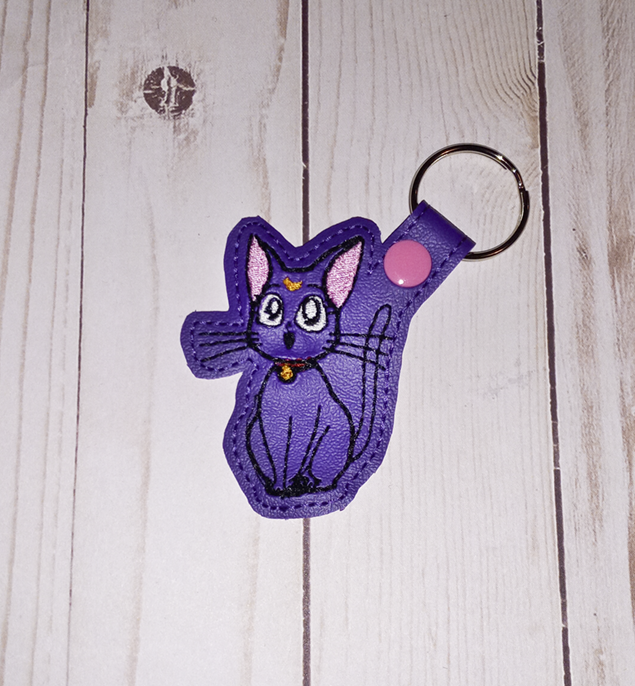 Moon Kitty Key Fob