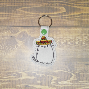 Chubby Kitty w/Sombrero Key Fob