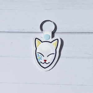 Floral Kitsune Mask Key Fob